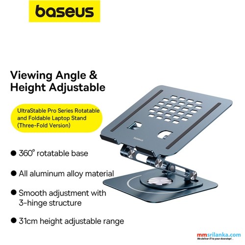 Baseus UltraStable Pro Series 360° Rotatable and Foldable Laptop Stand (Three-Fold Version) Space Grey